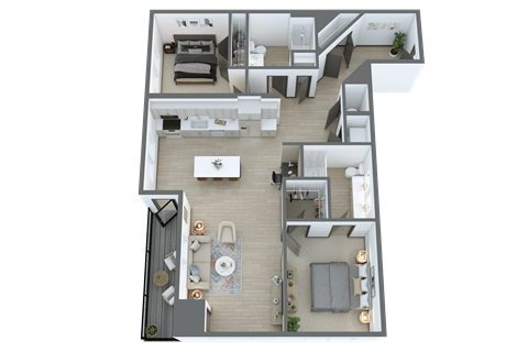 Floor plan for 2 beds, 2 baths, 1252 sqft
